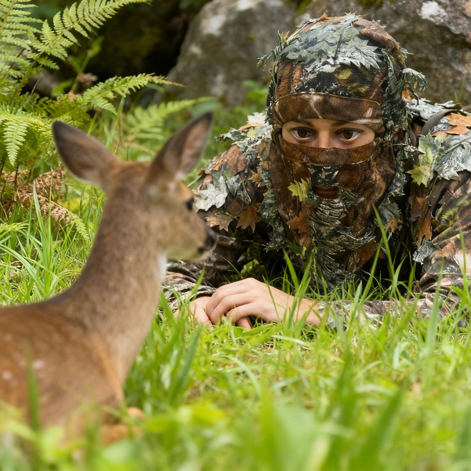 Outdoor Hunting Photography - Topi Ghillie 3D Berdaun untuk Penyamaran