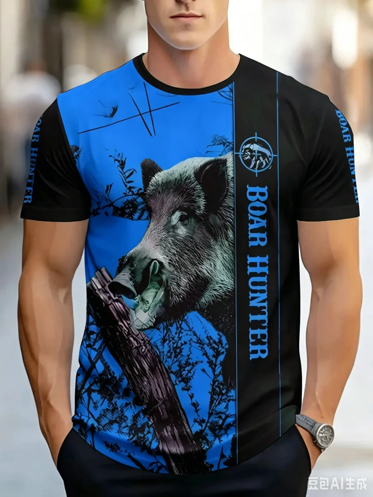 Hunting And Outdoor Shop - Kaos Pria Motif Babi Hutan Hijau